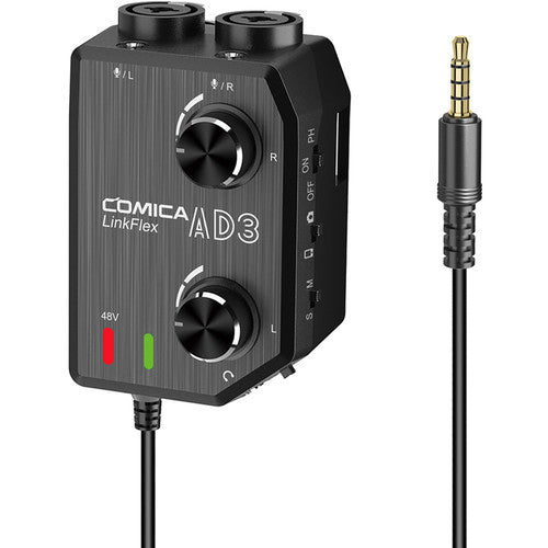 Mezclador de audio de doble canal  Comica Audio LINKFLEX AD3 para cámara y teléfono inteligente Comica
